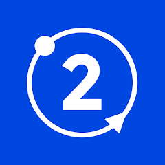 A blue icon featuring a white circular arrow with the number '2' in the center.
