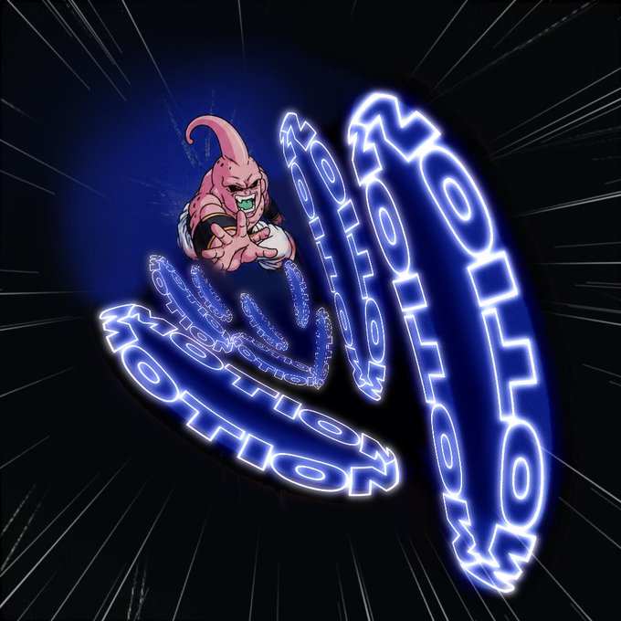 Majin Buu is joyfully launching a powerful neon energy blast shaped like the word "CORONATION" repeated multiple times, soaring through a dark starry background—visually capturing the explosive excitement of wrld hitting the buy button on a potentially coronation-worthy asset.