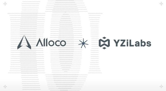 The image displays logos for "Alloco" and "YziLabs" against a dotted world map background, representing a partnership or collaboration for the Alloco platform's early access promotion.