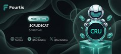 A promotional graphic for the RUDEGAT (CRU) token on Four.meme, displayed alongside Binance Wallet and X (Twitter) social media handles.