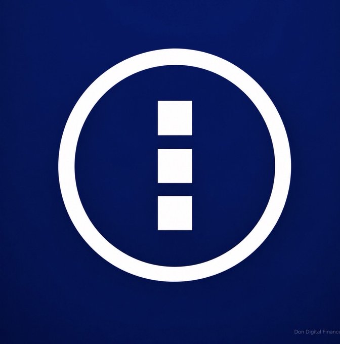 A white circle with three white squares vertically aligned inside it on a dark blue gradient background, with 'Don Digital Finance' in the bottom right corner.