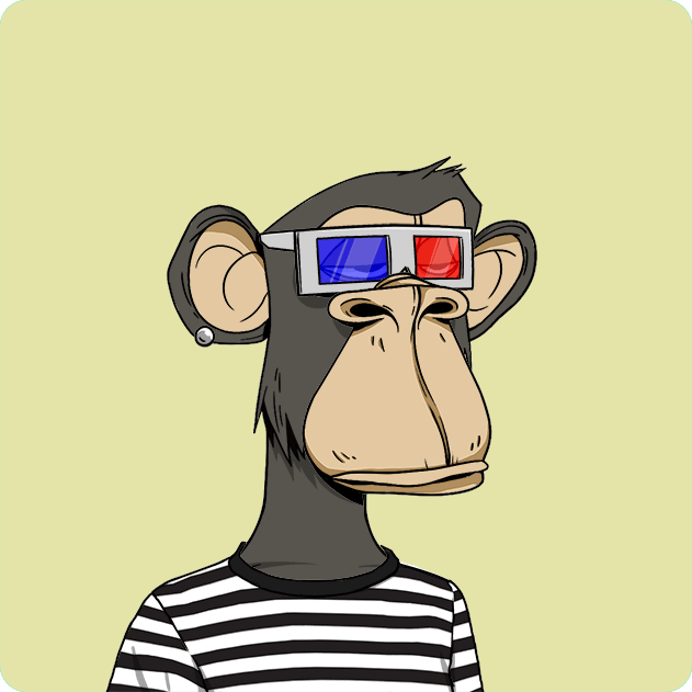 The image features a cartoon monkey wearing glasses, standing against a yellow background. The monkey appears to be wearing a striped shirt with black and white stripes. There are no other objects or text present in the image.