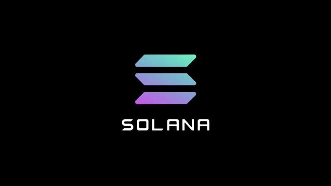 The Solana logo displayed on a black background, featuring three stacked parallelograms with a gradient color scheme and the word 'SOLANA' beneath.