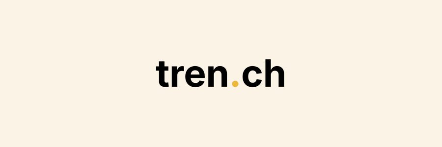 A minimalist logo or branding image showing the text 'tren.ch' in black with a small orange dot between 'tren' and 'ch' on a cream background.