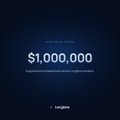 A dark blue screen displaying the text "YOU'VE BEEN AWARDED $1,000,000" with a Langflow logo at the bottom.