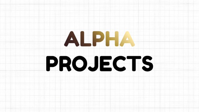 A logo for 'ALPHA PROJECTS' with 'ALPHA' in gradient brown-gold and 'PROJECTS' in bold black text on a light grid paper background.