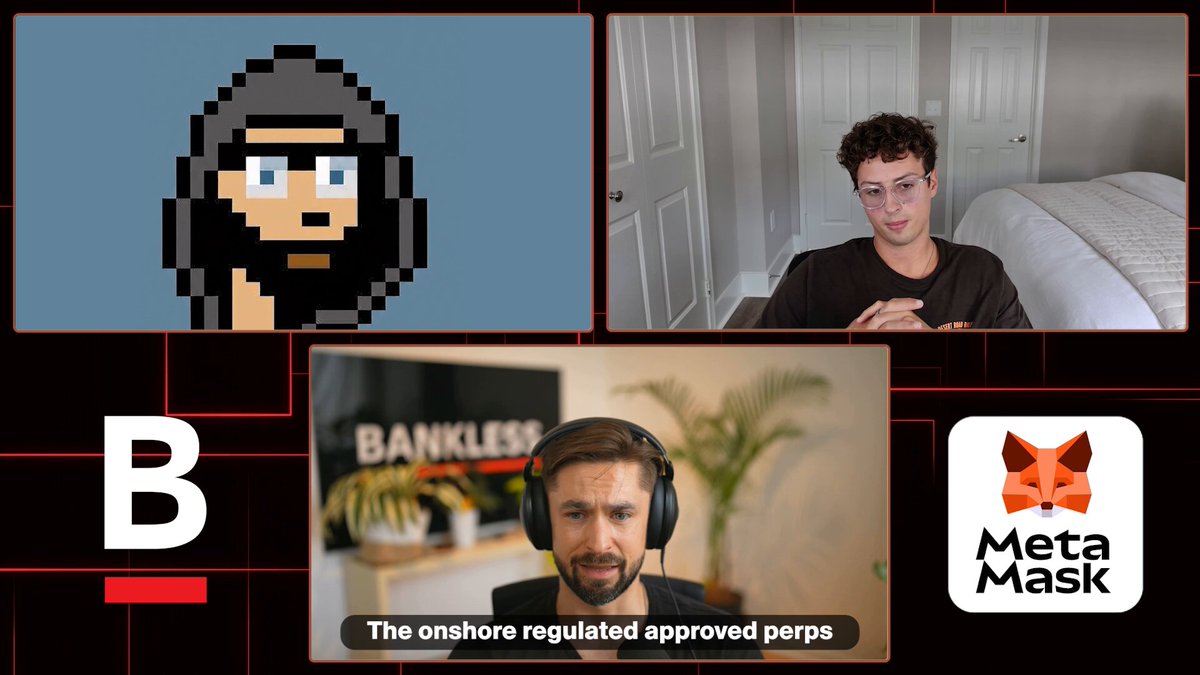 The image features a man wearing headphones, sitting in front of a computer screen with three other screens displaying different content. The first screen shows a man's face, the second screen displays a logo for "Bankless", and the third screen has an image of a cat. The text on the post reads "Great episode! Must listen. Lighter has the potential to be Ethereum'S killer app".