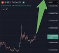 A green arrow points upward on a candlestick trading chart for the SHIB / TetherUS pair on Binance, signaling a bullish breakout that aligns with the post's prediction of a 2026 bull run for Shiba Inu.