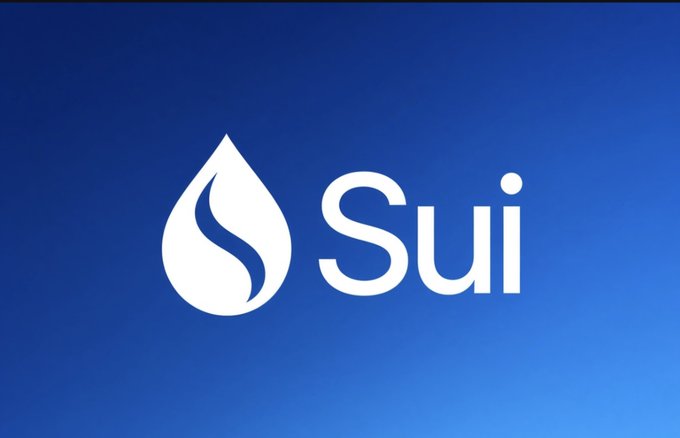 The image shows the Sui blockchain logo, featuring a white water droplet icon beside the "Sui" wordmark on a blue gradient background. It visually represents the cryptocurrency discussed in the post, which highlights Sui's recent milestones including its Samsung Wallet integration reaching 82 million Galaxy devices and a peak of approximately 40 million TPS at Sui Basecamp.