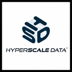 The image displays the "HYPERSCALE DATA" logo with a stylized "H/D" emblem in teal and dark blue, corresponding to the company ($GPUS) discussed in the post about shifting from Bitcoin mining to AI infrastructure.