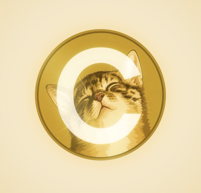 A stylized golden coin features a contented cat's face and the letter "C," representing Catecoin ($CATE). The image directly illustrates the post's mention of Catecoin and its ticker symbol, $CATE.