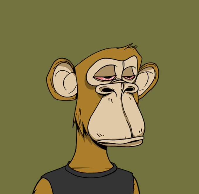 The image features a cartoon monkey wearing a black shirt, with its eyes closed as if sleeping or resting. The monkey's face has a sad expression, giving off a sense of boredom or disinterest. The background color is green, which contrasts with the monkey's brown fur and adds to the overall moody atmosphere of the scene.