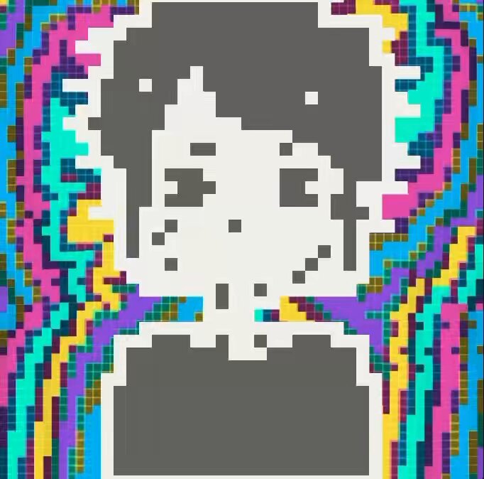 The image features a black and white photo of a person's face, possibly a cartoon character or a portrait, with a colorful background behind them. The caption reads "AL mint phase has ended. Public mint window is open for 0.005 $eth 256.art/artwork/normie". This suggests that the image was taken during an earlier time when the mint phase was active and public mint windows were open to accept donations, as indicated by the caption.