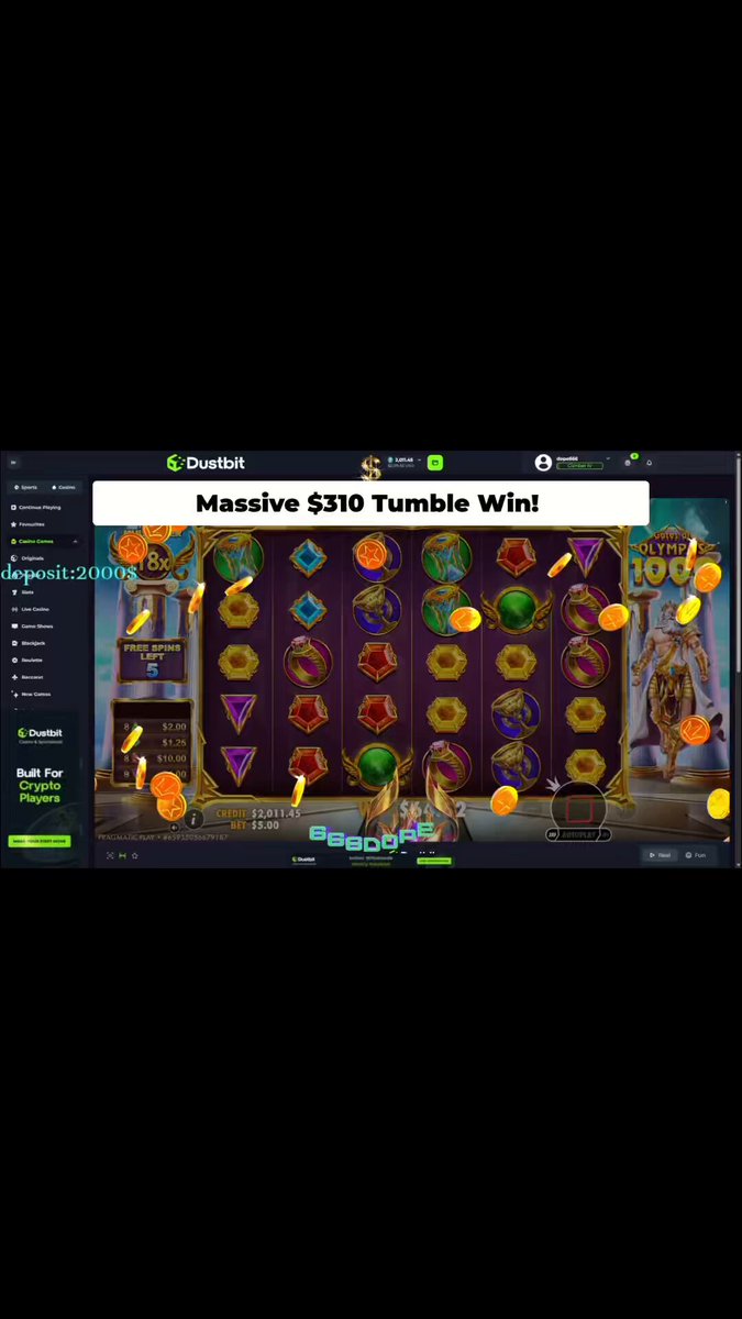 !!!The winning number of the game! 52010!", "Turning a small deposit into life-changing wins!", "@DustbitOfficial", "@Godd", ...