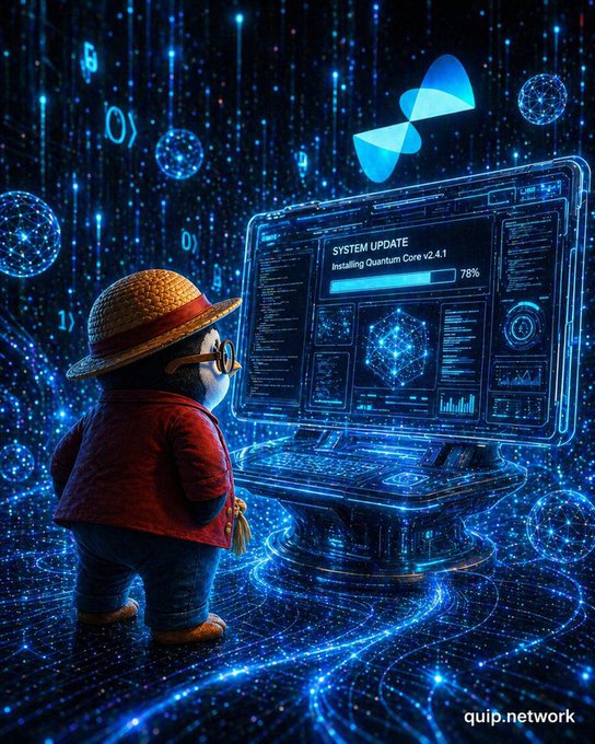 The image features a cartoon penguin wearing glasses and a straw hat standing next to an open laptop computer with blue screens displaying information about system updates for a web3 platform, such as Ripple or Ethereum. The scene takes place in a digital environment filled with floating particles that create a futuristic atmosphere. The post is titled "Web3, markets and trends may change, but reliability remains a key ingredient for long-term success." This suggests the importance of maintaining stability and consistency in the face of changing market conditions within the web3 space.
