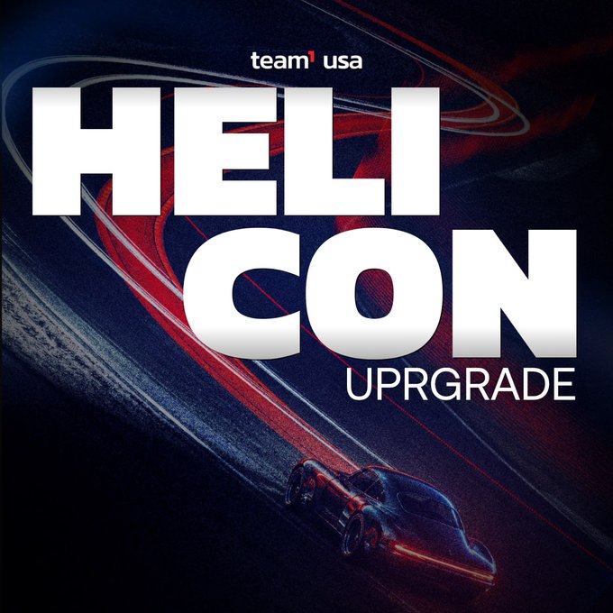 A promotional graphic for 'team usa HELI CON UPGRADE' features a futuristic flying vehicle against a dark background with red streaks.