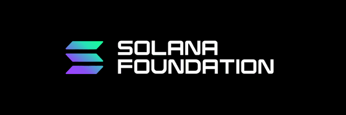 The 'SOLANA FOUNDATION' logo is displayed in white text next to its iconic stylized S symbol on a black background.