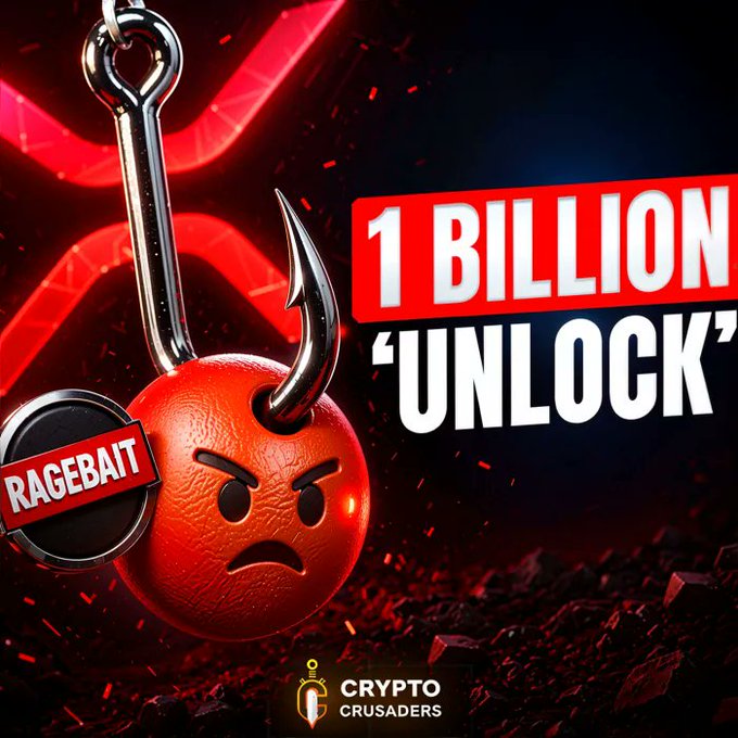 The image features a red troll face with horns, which appears to be angry or upset. The troll's mouth is open wide, giving an impression of shouting. Below the troll, there is text that reads "1 Billion XRP 'unlock'". This suggests that the troll might be promoting or discussing the idea of using XRP as a means to obtain 1 billion dollars in exchange for it being "unlocked". The image also includes a red hook and a red banner with white text.