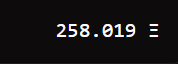 The image shows a trading volume display reading "258.019" with a menu icon, likely representing a share price or accumulated volume for the ticker $FWA referenced in the boast about high trading volume.