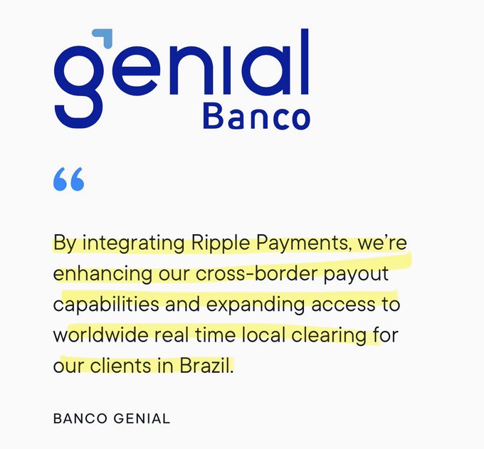 Banco Genial announces its integration of Ripple Payments to enhance cross-border payout capabilities and expand real-time local clearing access for clients in Brazil.