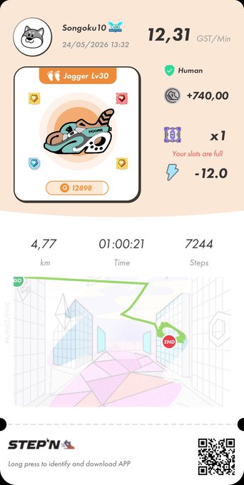 iphone screen displaying a map, distance calculator, and fitness tracking app with a cartoon character on the left side.