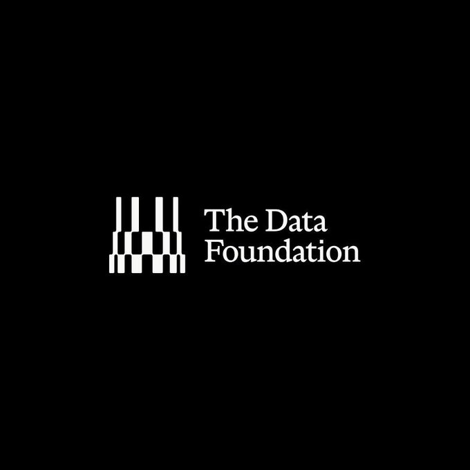 A logo for 'The Data Foundation' displayed in white text and a bar-graph style symbol on a black background.