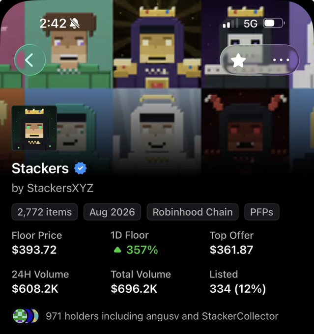 A mobile screenshot of the "Thesis" NFT collection on OpenAI's marketplace, featuring Andrew Ambrosino, a Member of technical staff at Codex, with the collection showing 971 holders—nearly matching the post's excitement about reaching close to 1,000 holders.