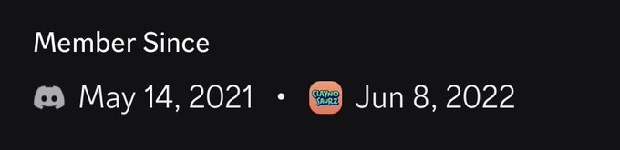 A Discord profile section showing 'Member Since' with two dates: May 14, 2021 (Discord icon) and Jun 8, 2022 (Cameo World icon).