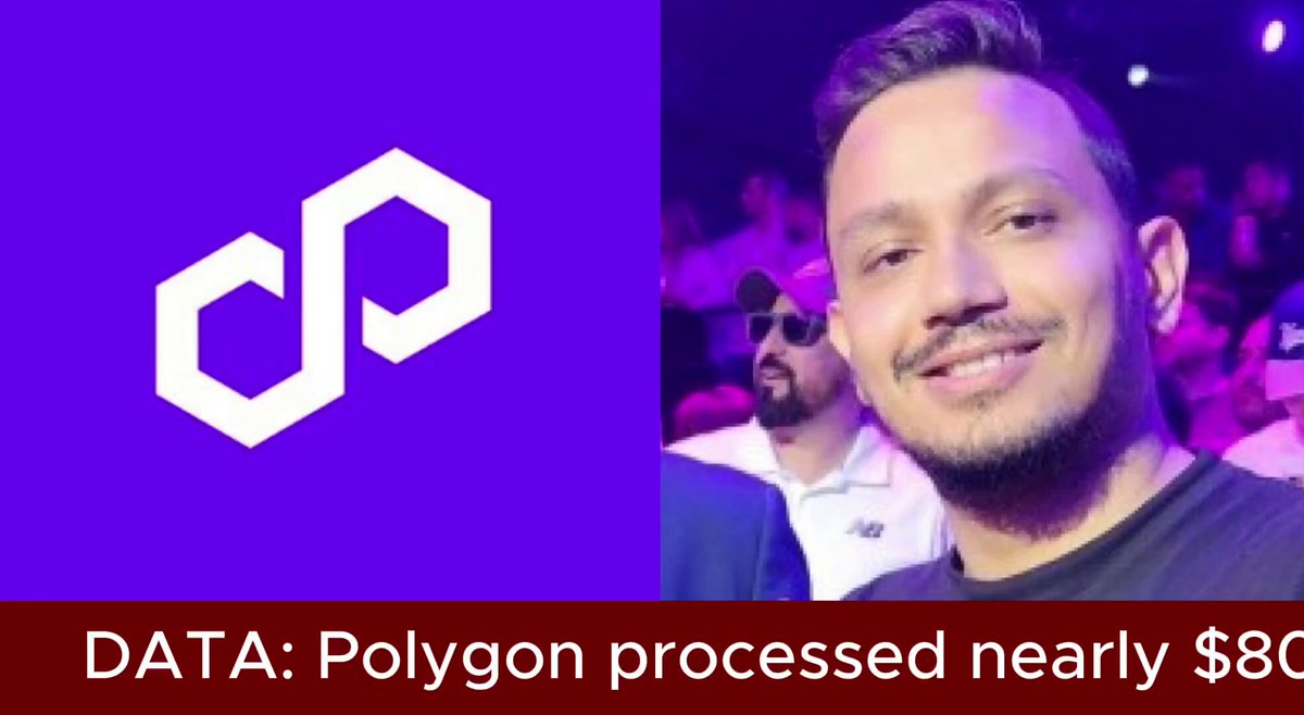 The image shows a man with a beard wearing sunglasses smiling at the camera while standing behind a blue sign that has the word "POLYGON" written out in white letters. The image also includes text about Polygon, specifically stating that Polygon's stablecoin journey is just beginning and @0xPOL processed an eye-watering $79.25B worth of stablecoin volume last month, according to data from MSBIntel. Additionally, the stablecoin supply on $POL is building towards $3.7 billion at the same time. The post appears to be written by someone named Matthew Givens, and it seems to have been shared on social media.