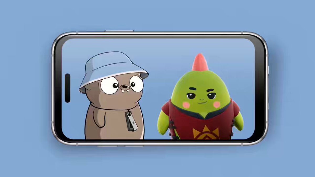 The image features two cartoon characters, one wearing a blue hat and the other dressed as a green alien with spiky hair. They are standing next to each other, with their faces displayed on a smartphone screen. The caption below the image reads "just finished reading sleepagotchi's latest update and honestly it changed how i look at the project for the longest time i thought they were building a sleep app with some web3 mechanics attached to it but that’s clearly not where this is heading anymore".