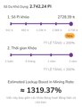 A simple text-based infographic in Vietnamese showing an estimated mining rate return of 1319.37% for a cryptocurrency mining setup with two GTX cards.