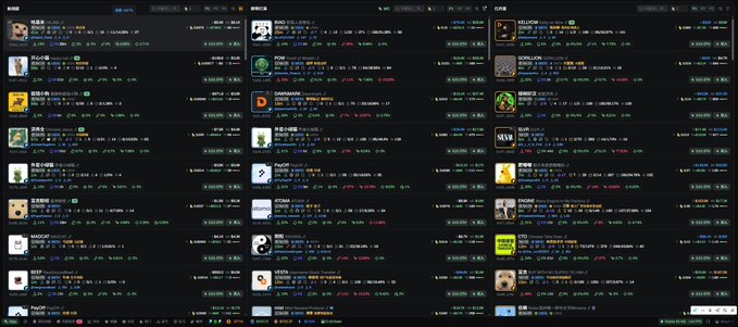 The image shows the Robinhood cryptocurrency trading page displaying a list of various crypto assets with their price changes, many shown in red indicating losses. Visible tickers include SHIB, DOGE, BTC, ETC, COMP, SUSHI, 1INCH, REN, AAVE, MKR, COMP, XLM, and several others, reflecting the post's comment about the platform being busy with trending and meme-related coins like SHIB and DOGE.
