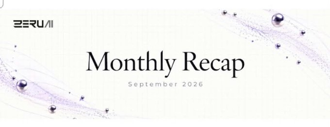A promotional banner for SERUM with 'Monthly Recap September 2026' text displayed in elegant typography on a white background, decorated with purple bubbles and flowing splash elements.