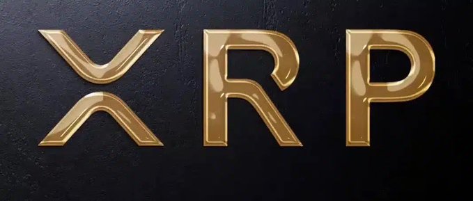 Gold metallic letters spelling 'XRP' against a dark background, representing the Ripple cryptocurrency.