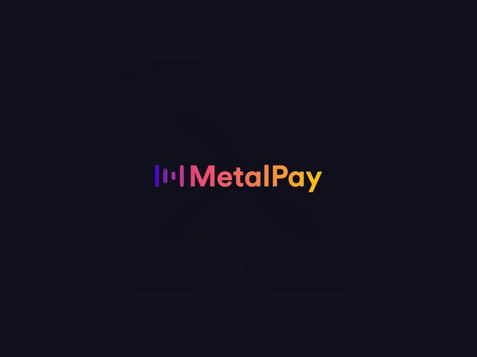 The MetalPay logo displayed on a dark purple background with a stylized purple soundwave/signal icon next to the brand name in gradient colors.