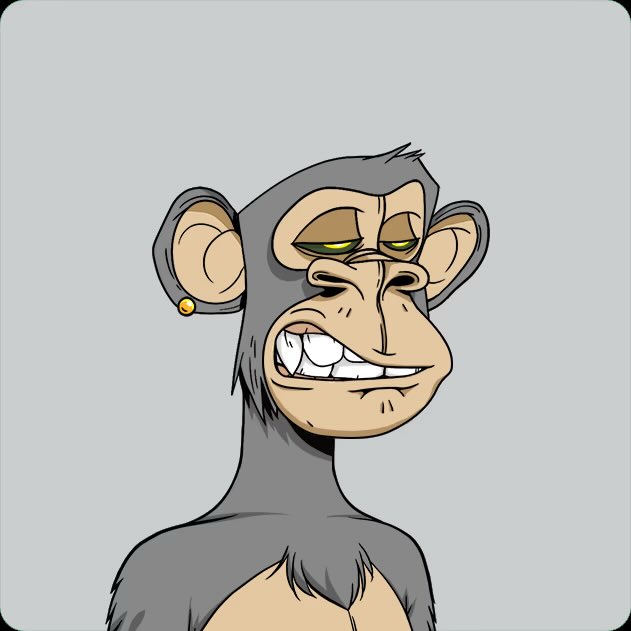 A cartoon ape with a sly grin, a gold earring, and half-closed green eyes embodies the "Ape for Life" theme, reflecting the crypto community's identity of unwavering loyalty to the asset.