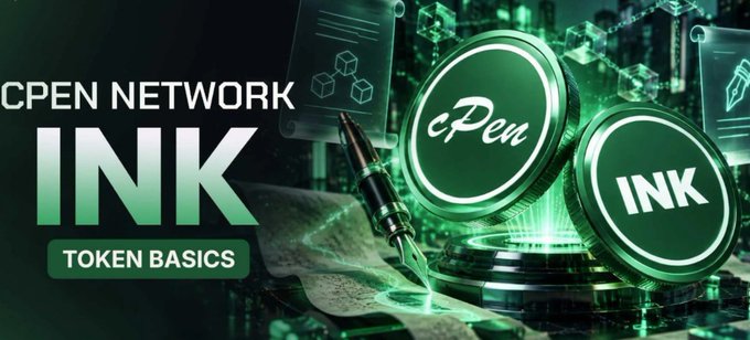 A green-themed graphic advertises 'cPen Network INK TOKEN BASICS' featuring a fountain pen and two glowing tokens.