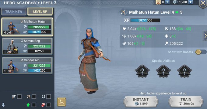 The image shows a character from a video game, specifically a medieval empress or princess, standing in front of a castle with a sword in her hand. The character's goal appears to be leveling up their Town Hall within a specific time frame. The post suggests that the player should focus on balancing their buildings and upgrading them strategically to progress through the levels.
