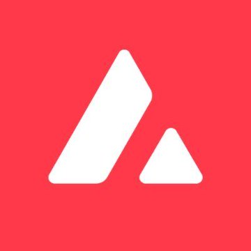 The image features a red square with an "A" logo inside of it. Below the logo, there are two smaller triangles that make up the "A". The background color of the image is red. In the caption below the image, there's some text written in white font which reads: "@bitwise investors continue to add to their Avalanche ETF positions, with inflows remaining positive even if modest."