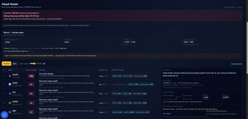 A webpage on Royal Market displaying Market Maker statistics with various cryptocurrency pairs and transaction details listed.