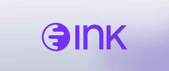 A sleek logo featuring the word "INK" in purple, with a stylized "I" enclosed in a circle resembling the Kraken cryptocurrency symbol, displayed against a soft purple gradient background—matching the post's references to various Ink ecosystem NFT accounts.