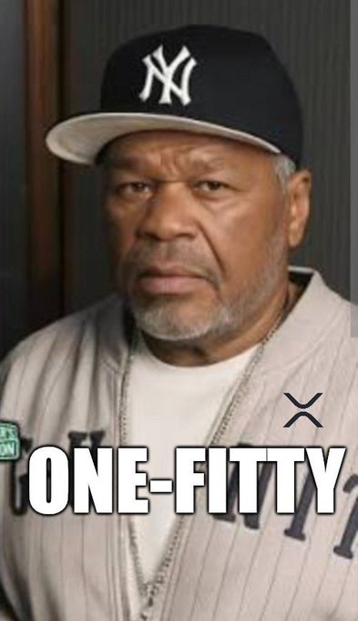 A meme featuring an older man wearing a New York Yankees cap and pinstripe jacket, with the text 'ONE-FITTY' and an X logo overlay.