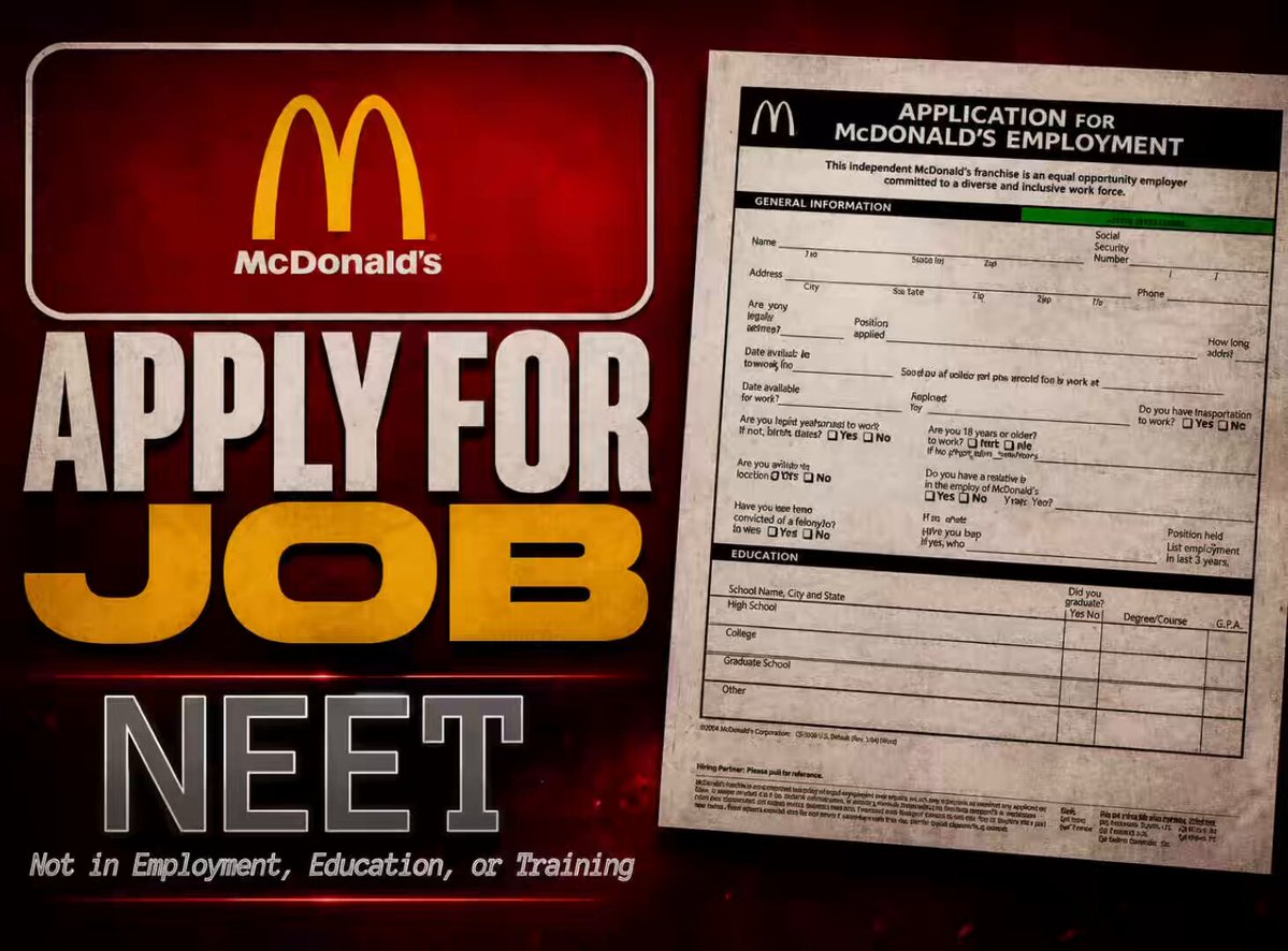 The image features a red background with white text that reads "Mcdonald's Apply for Job NET". The text also includes a link to a website called "www.neet.com" where one can apply for jobs at McDonald's. The image is accompanied by an advertisement for the company, which suggests that they are actively seeking new employees and encouraging job seekers to apply through their website.