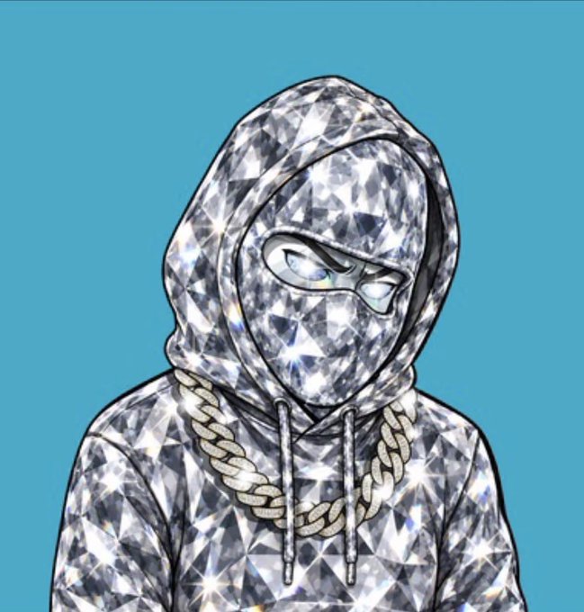 An illustrated character wearing a diamond-patterned hooded mask and a diamond chain is depicted against a teal background, visually reinforcing the "shiesty" diamond theme of the NFT drop. The artwork accompanies a post announcing a free mint on Robinhood with a limited supply of 3,333 from @ProjectShiesty.