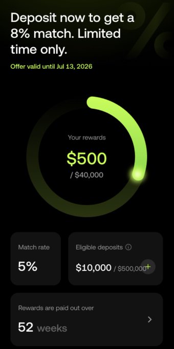 The image shows a screenshot from an app, most likely a mobile game or calculator, displaying details of a currency exchange rate. The text indicates that the user has earned $500 (worthy) for their deposits, and the app also shows that there are several other transactions in progress as well. Additionally, it highlights that there is an offer available where users receive 5% interest on their deposits if they keep them locked in.