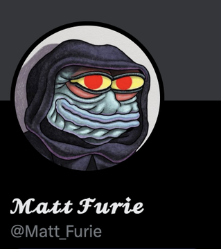 A stylized illustration of a hooded Pepe character with glowing red and yellow eyes on a circular background, attributed to Matt Furie (@Matt_Furie). The accompanying post promotes the meme coin $DORKL, referencing Matt Furie's updated Pepe character as part of the token's branding.