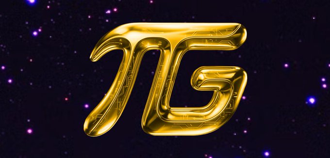The image features a large golden letter "P" with a curved line extending from the top left corner, giving it a unique appearance. The background of the image is filled with stars, creating an otherworldly atmosphere. The caption below the image reads, "Enter the $PI Galaxy... Today @GalaxyPiApp is going live with our flagship game in beta version, inspired by the @PiCoreTeam community's incredible strength and loyalty [Link".