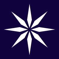 A white eight-pointed star emblem is displayed against a solid dark blue background.