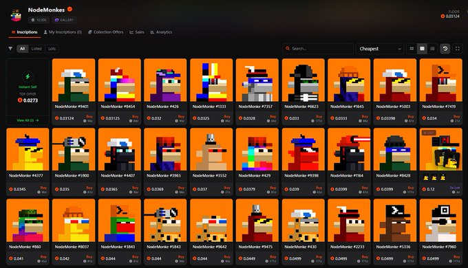 The image shows a list of various Minecraft characters or pixel art, available for purchase. There are twelve distinct images displayed across different platforms such as desktop and mobile devices. The post emphasizes that buying these pixel art pieces at the current prices can be compared to purchasing Bitcoin at $1k, suggesting a significant difference in value between the two items.