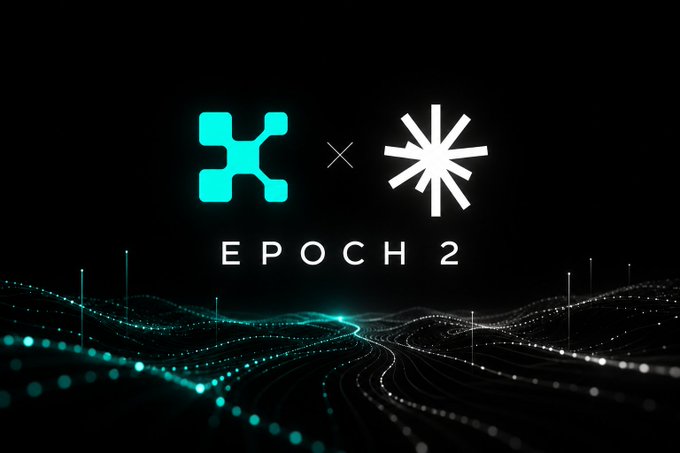 A digital graphic displays 'EPOCH 2' with two logos above glowing cyan wave patterns on a black background.